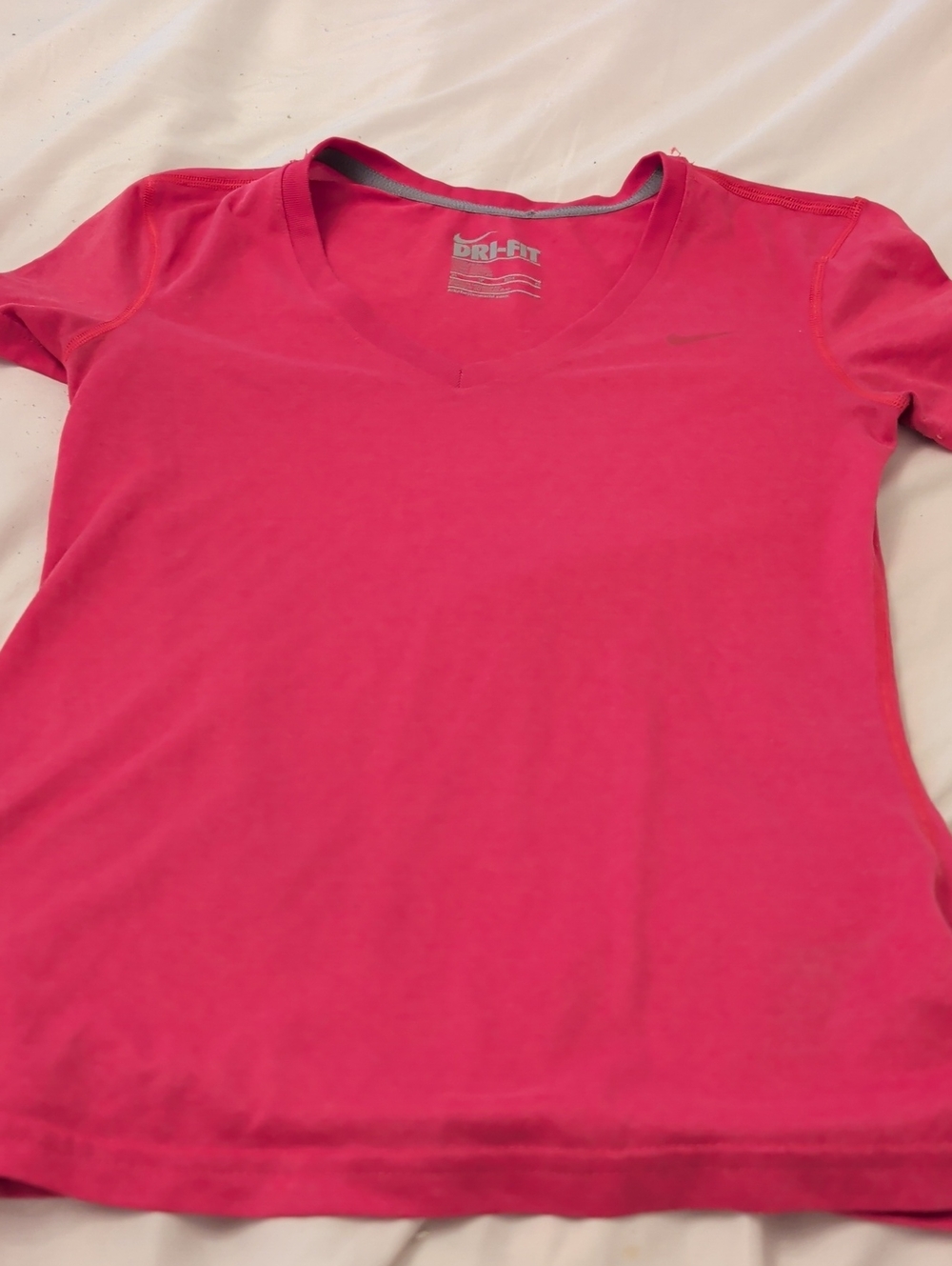 Nike Women's Hot Pink V-Neck Dri-FIT Short Sleeve Tee